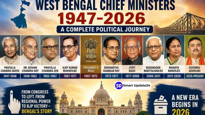 History of West Bengal Chief Ministers (1947-2026) From Prafulla Chandra Ghosh to Suvendu Adhikari