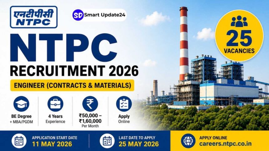 NTPC Limited Engineer Recruitment 2026 Apply Online –BEB.TechMBA, 25 Vacancies, Salary Up to 1.6 Lakh Per Month