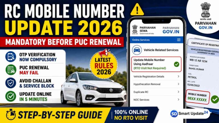 RC Mobile Number Update Online 2026: Link Your Mobile Number
