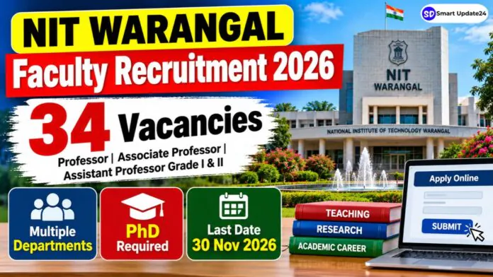 NIT Warangal Faculty Recruitment 2026 Apply Online for 34 Faculty Posts NIT Warangal Faculty Recruitment 2026 Apply Online for 34 Faculty Posts